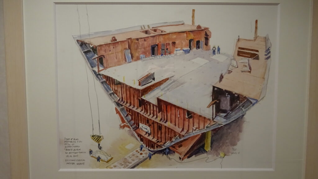 Aquarelle de la construction de Pont-Aven