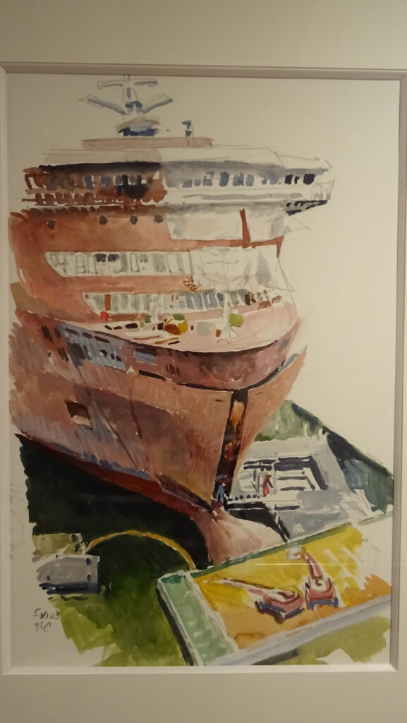 Aquarelle de la construction de Pont-Aven